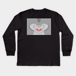 Silver Bunny Face Kids Long Sleeve T-Shirt